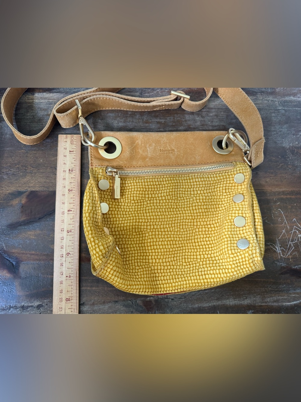 Hammitt Yellow Textured Studded Crossbody